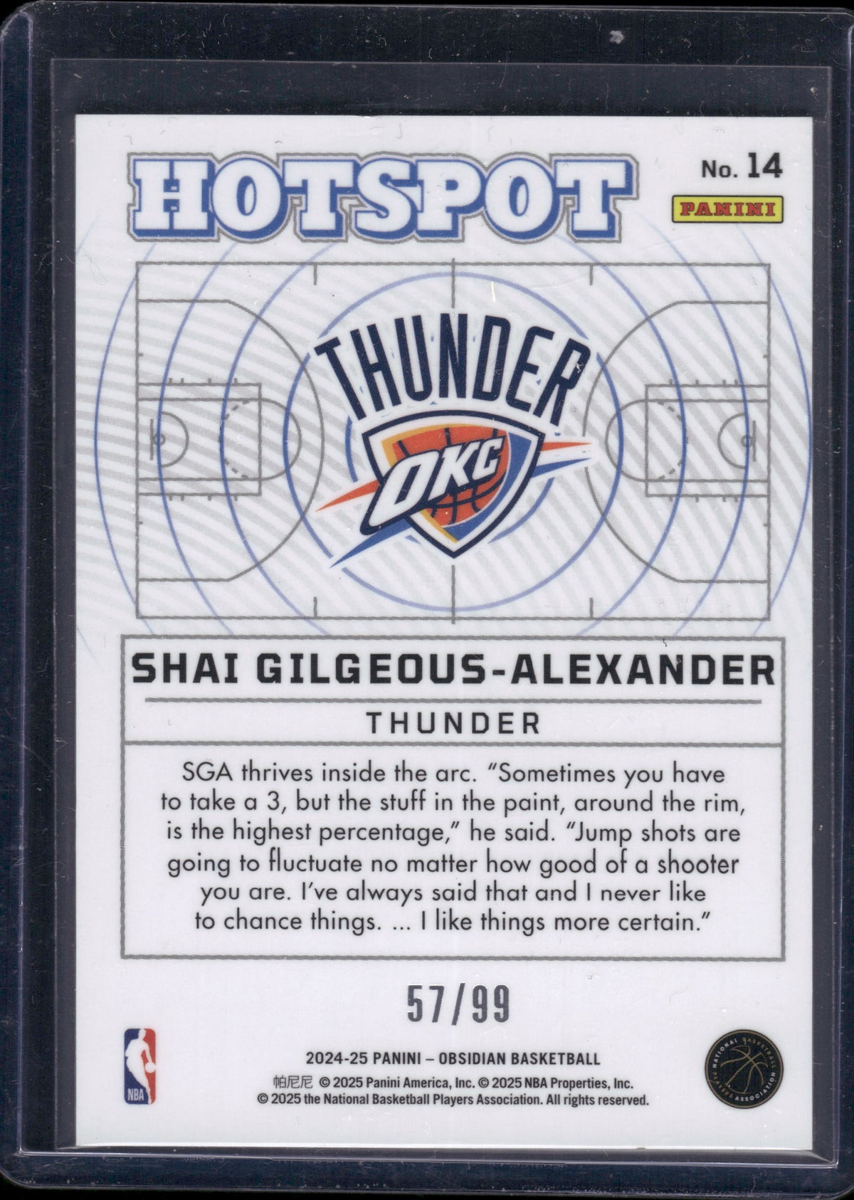 2024-25 Panini Obsidian Shai Gilgeous-Alexander Orange Flood #14