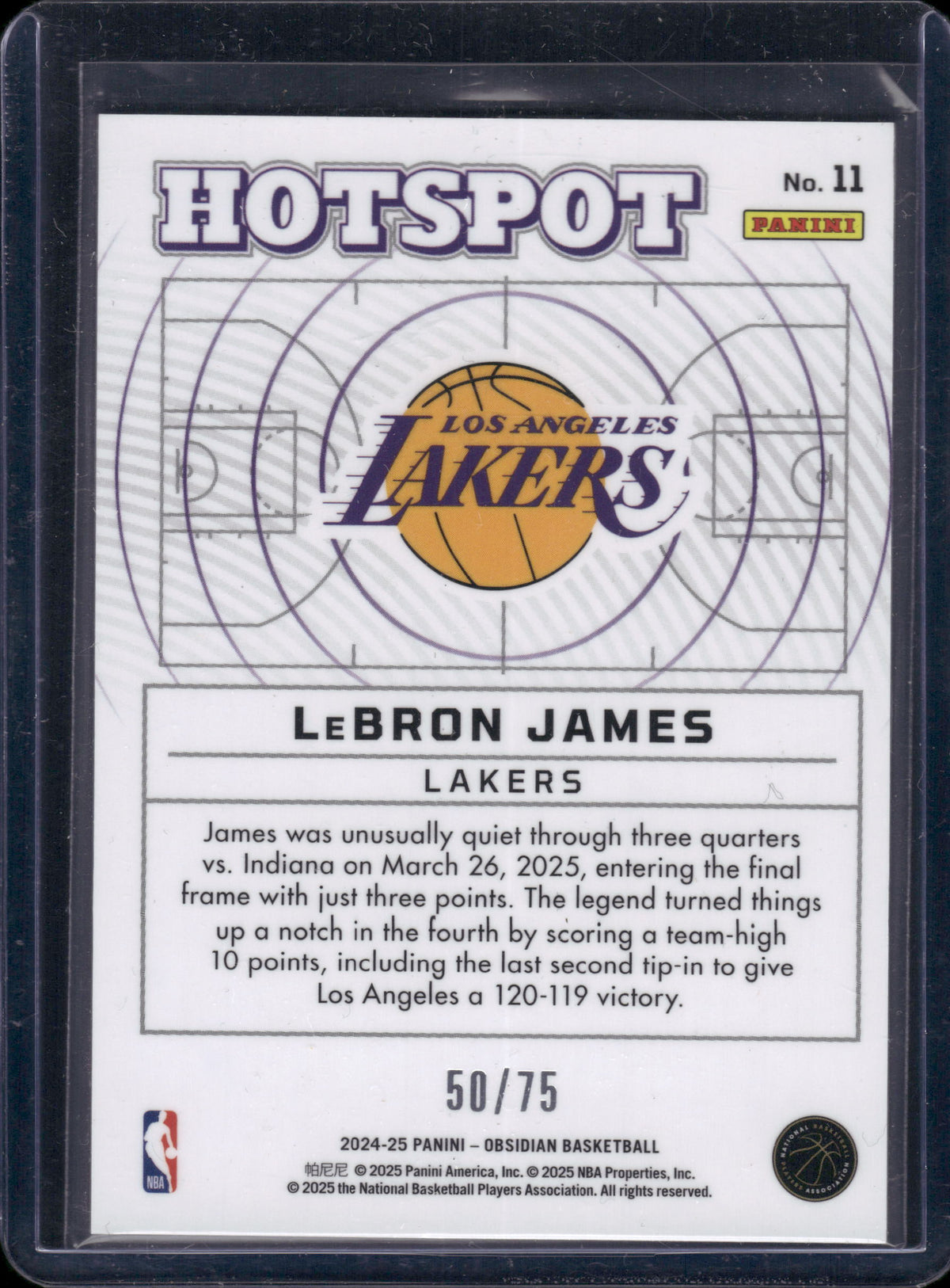 2024-25 Panini Obsidian LeBron James Hotspot #/75 #11