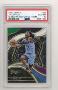2023-24 Panini Select Ja Morant Green White Purple Prizms PSA10 #265