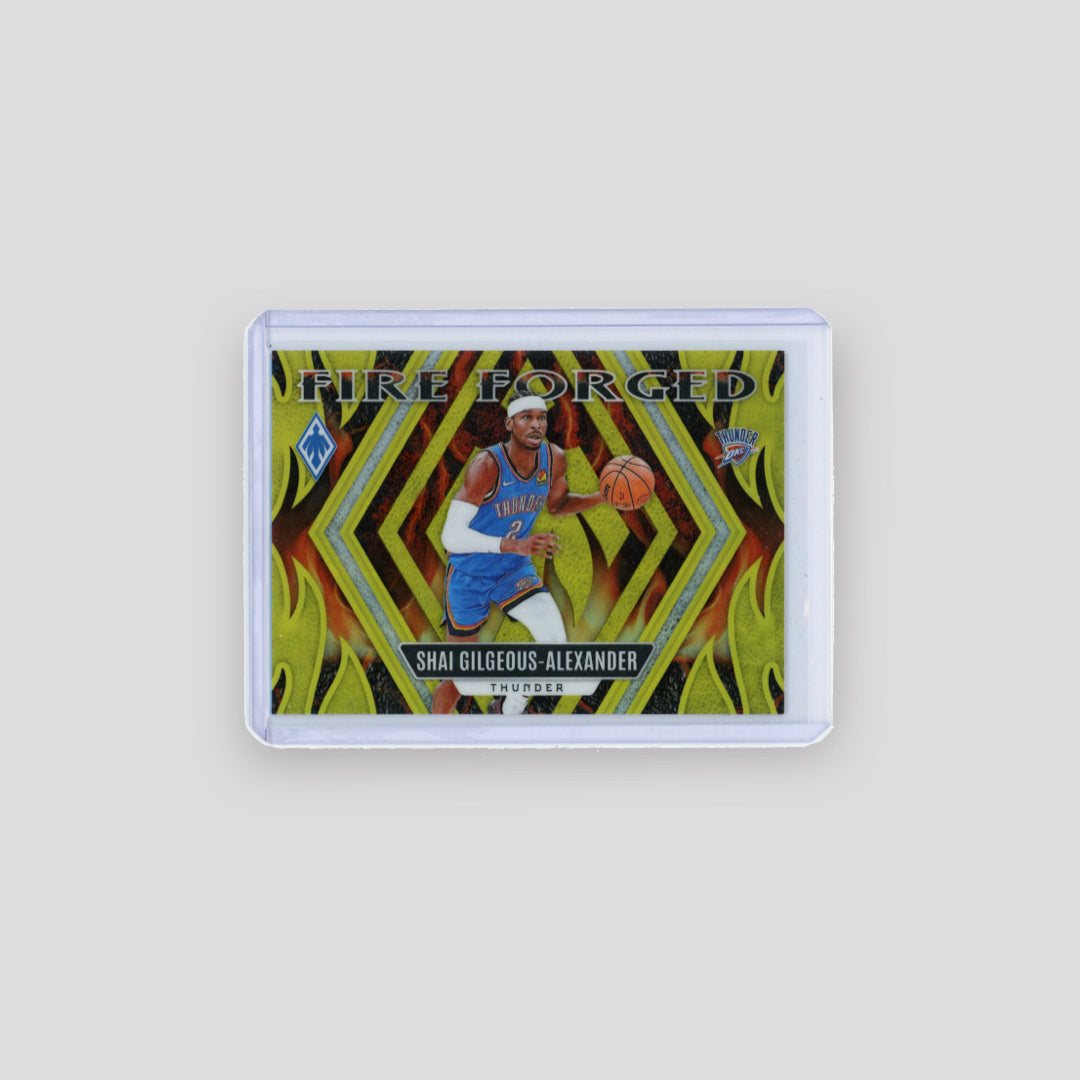 2023-24 Panini Phoenix Shai Gilgeous-Alexander Fire Forged Yellow /35 - Q's Cards