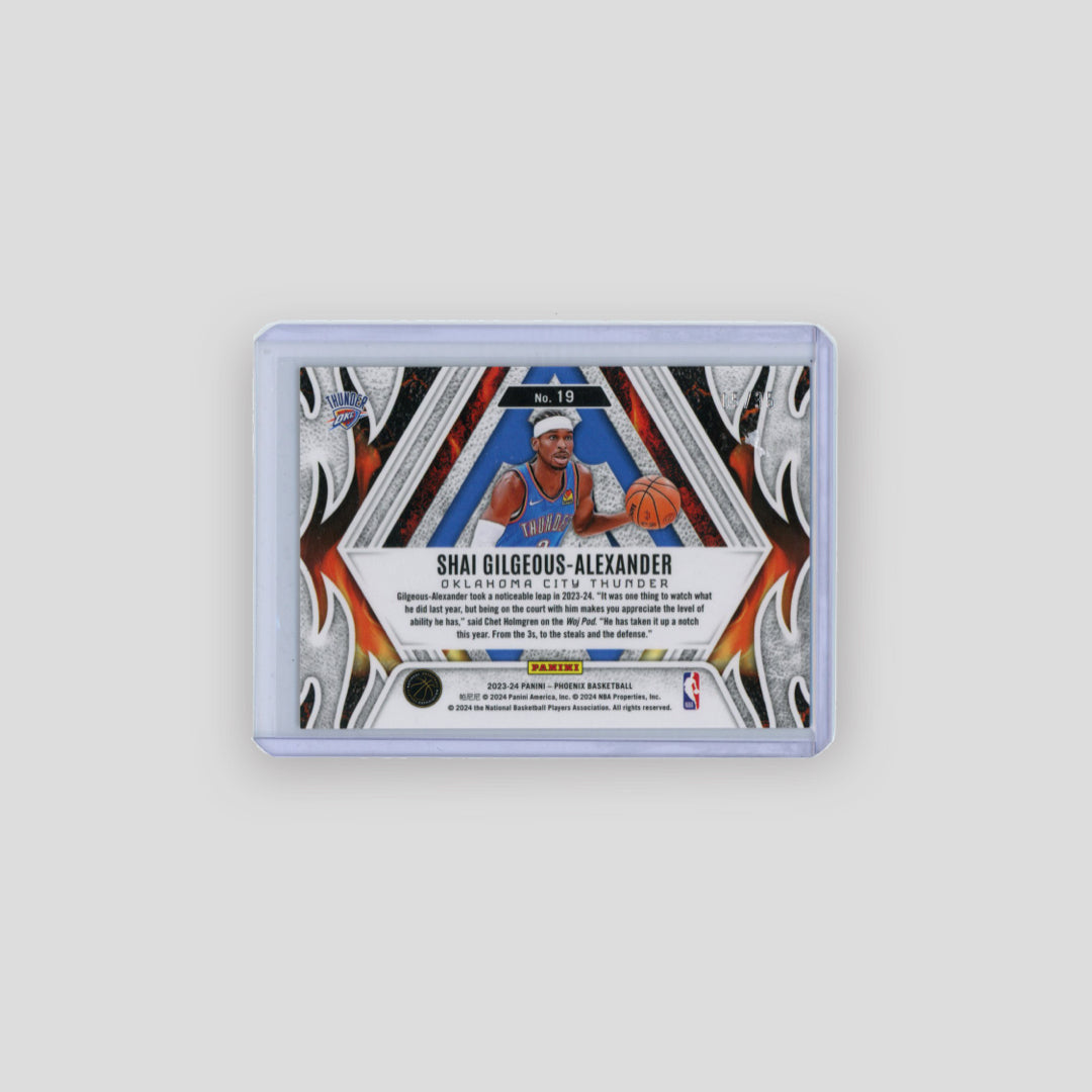 2023-24 Panini Phoenix Shai Gilgeous-Alexander Fire Forged Yellow /35 - Q's Cards