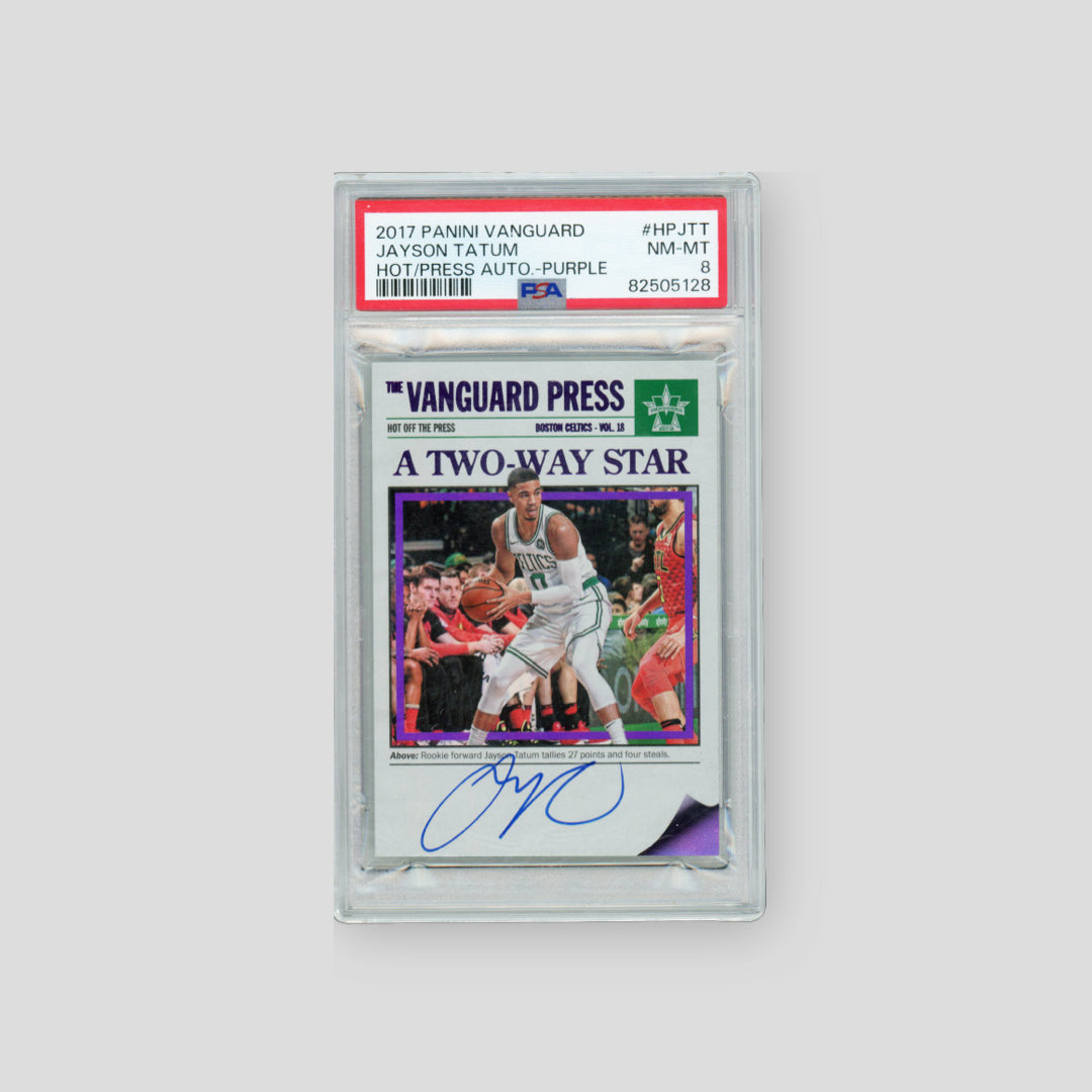 2017-18 Panini Vanguard Jayson Tatum Hot Press Auto Purple RC (PSA 9) - Q's Cards