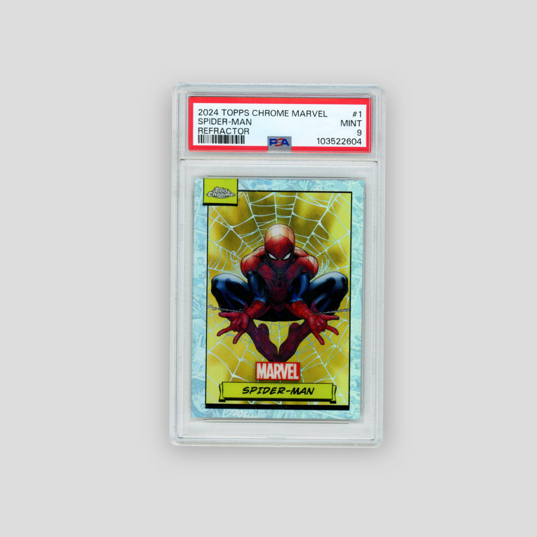 2024 Topps Chrome Marvel Spider-Man Refractor (PSA 9) - Q's Cards