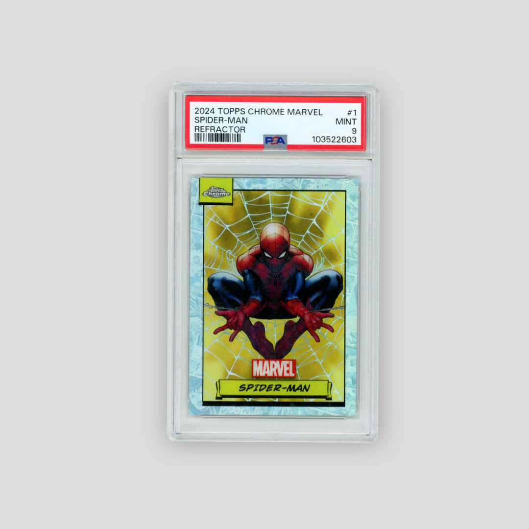 2024 Topps Chrome Marvel Spider-Man Refractor (PSA 9) - Q's Cards