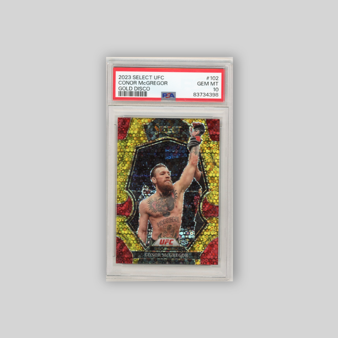 2023 Panini Select UFC Connor McGregor Gold Disco /10 #102 (PSA 10)