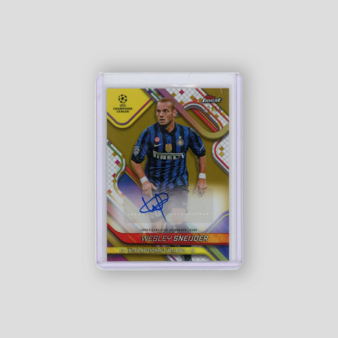 2024-25 Topps Finest UCC Auto Wesley Sneijder Gold /50 #BA-WS - Q's Cards