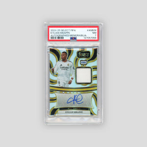 2024-25 Panini Select FIFA Kylian Mbappe Auto Relic PSA7 #AMKM