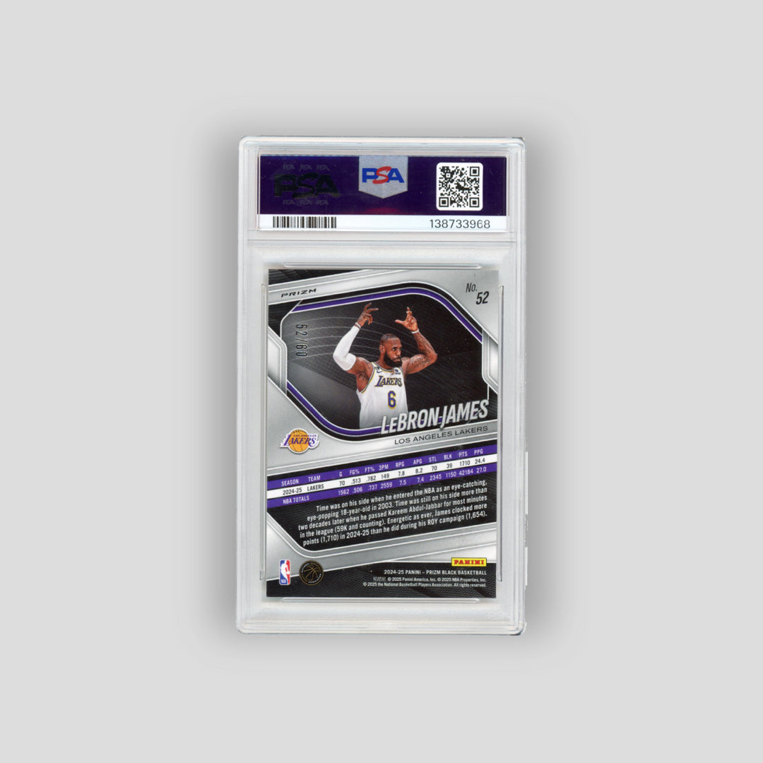 2024-25 Panini Prizm Black Lebron James Orange Wave /60 #52 (PSA 8) - Q's Cards