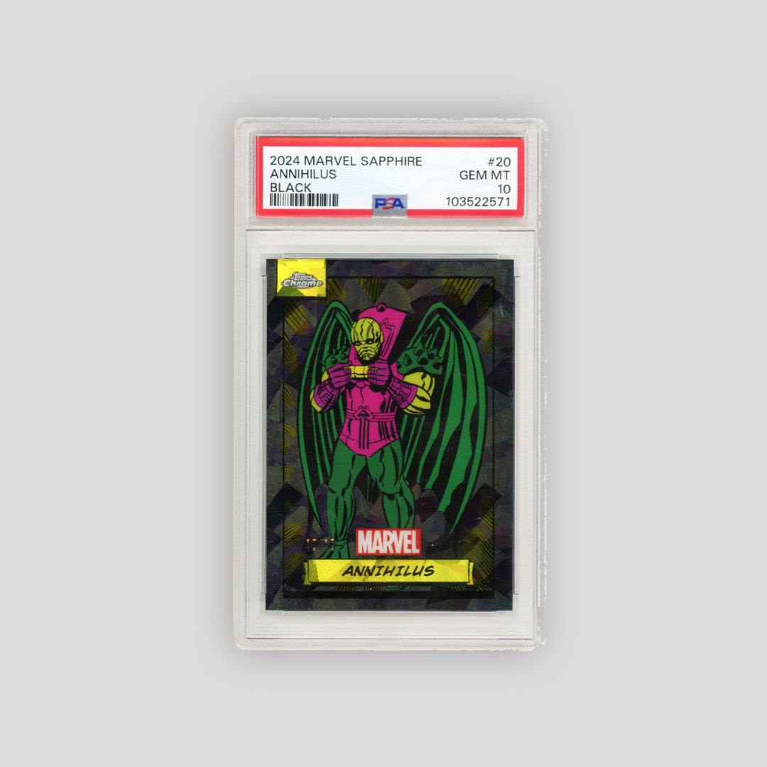 2024 Topps Chrome Marvel Sapphire Annihilus Black 10/10 #20 (PSA 10)
