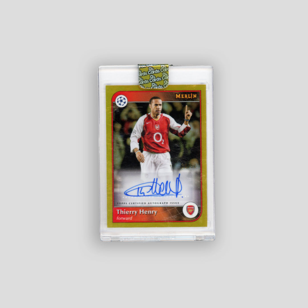 2025-26 Topps Merlin UCC Thierry Henry Gold Auto /50 #AU-H - Q's Cards