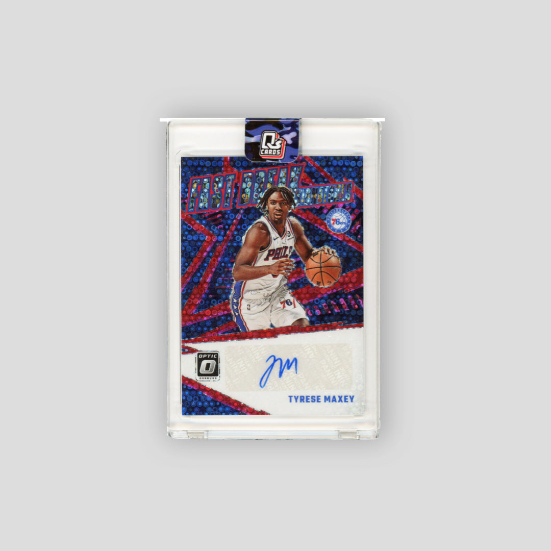 2023-24 Panini Donurss Optic Fast Break Signatures Tyrese Maxey Pink /25 #FBS-MAX - Q's Cards