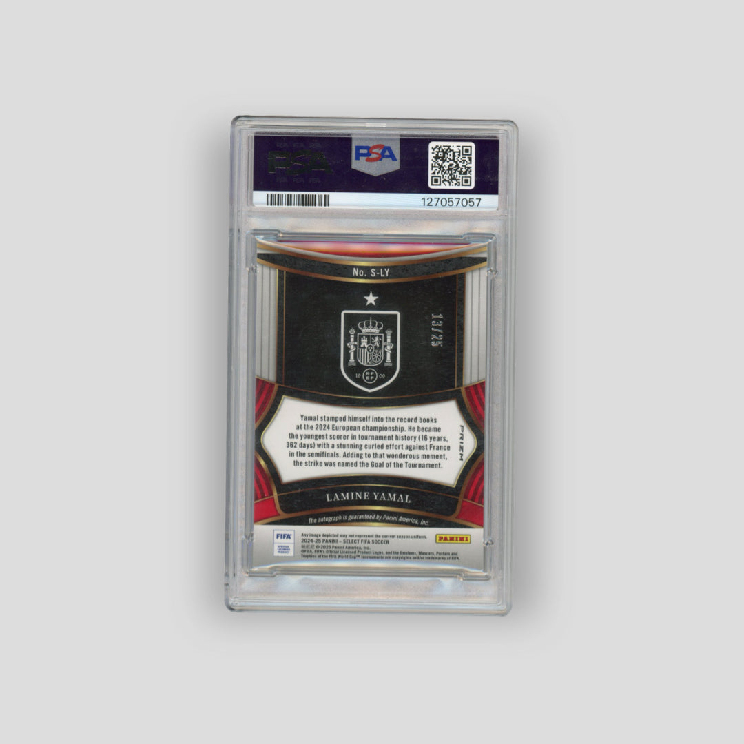 2024-25 Panini Select FIFA Lamine Yamal Tie Dye Auto /25 PSA8 #SLY