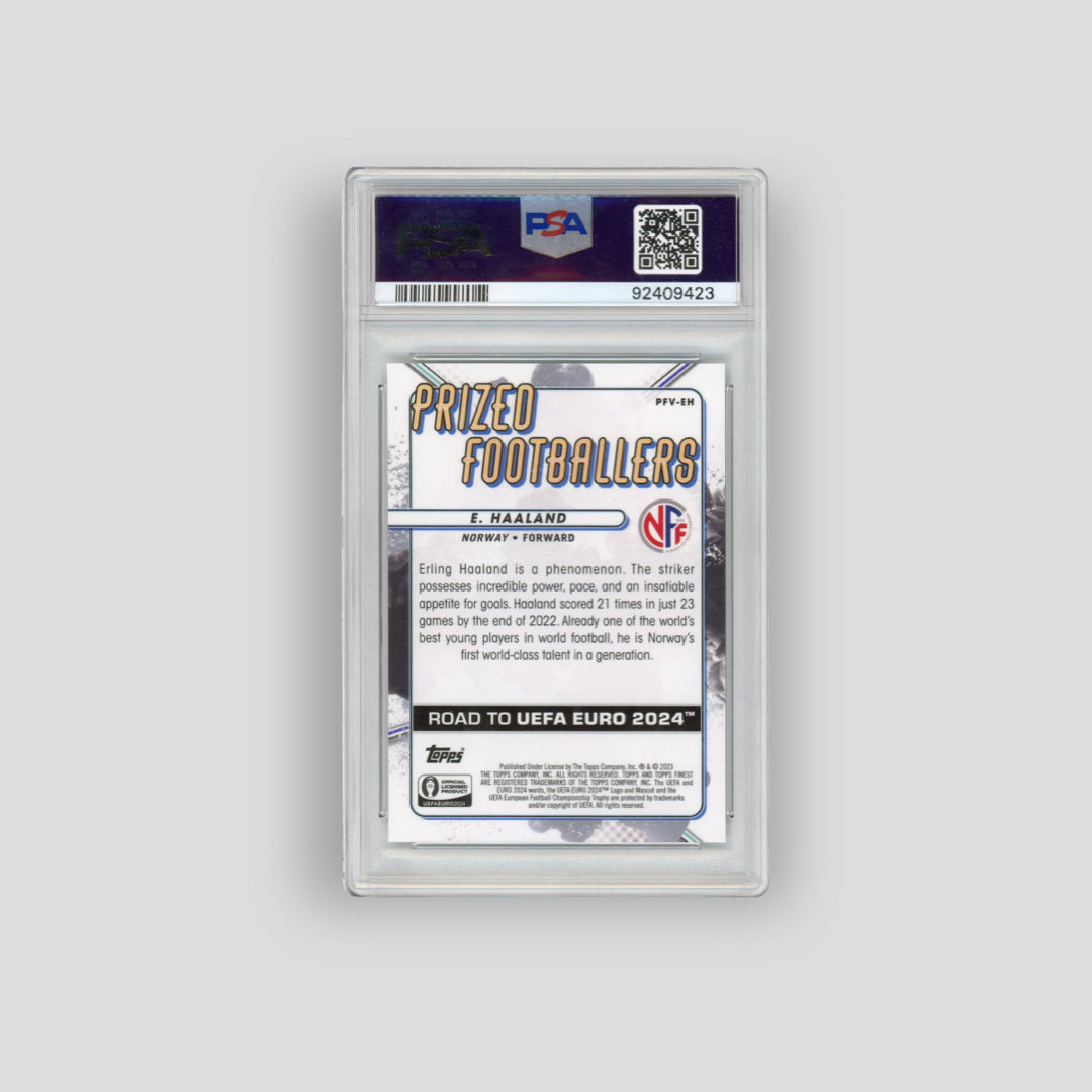 2023-24 Finest UEFA Euro Erling Haaland Footballers Fusion Green Red #/30 (PSA 10) - Q's Cards