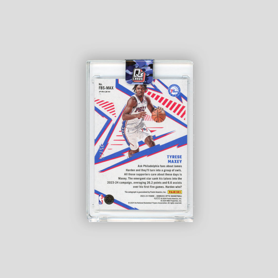 2023-24 Panini Donurss Optic Fast Break Signatures Tyrese Maxey Pink /25 #FBS-MAX - Q's Cards