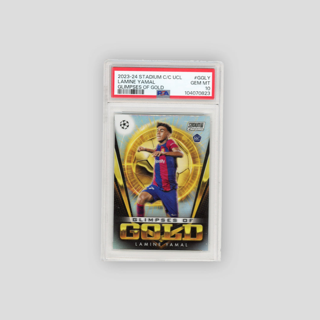 2023-24 Topps Stadium Club Lamine Yamal Glimpses of Gold #GGLY (PSA 10) - Q's Cards