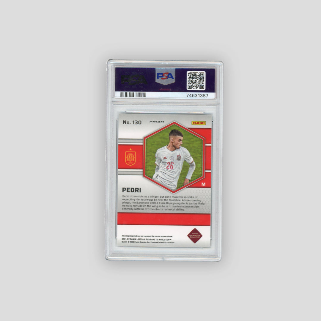 2021-22 Panini Mosaic FIFA Road to World Cup 2022 Qatar Pedri Peacock #130 (PSA 10) - Q's Cards