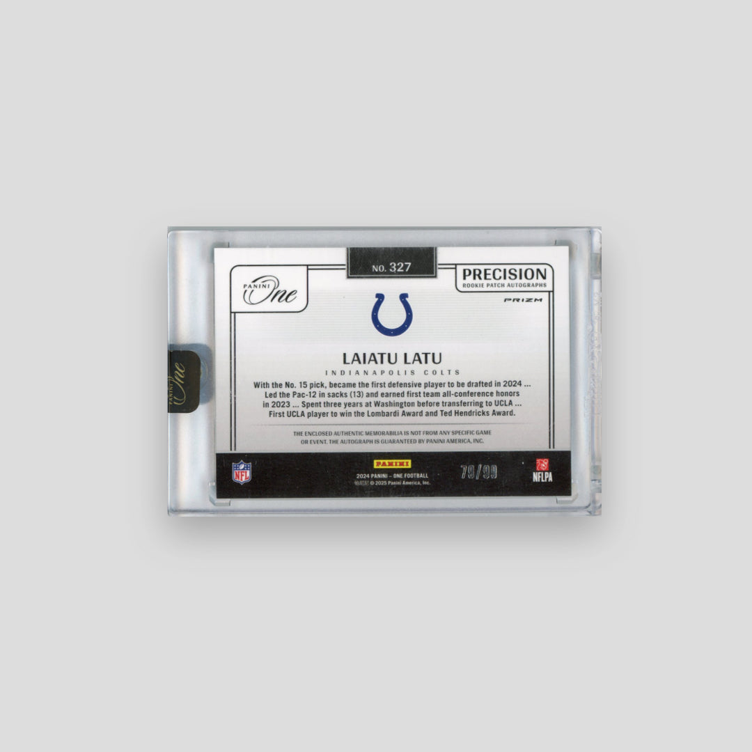 2024 Panini One Laiatu Latu Rookie Auto Relic /99 #327