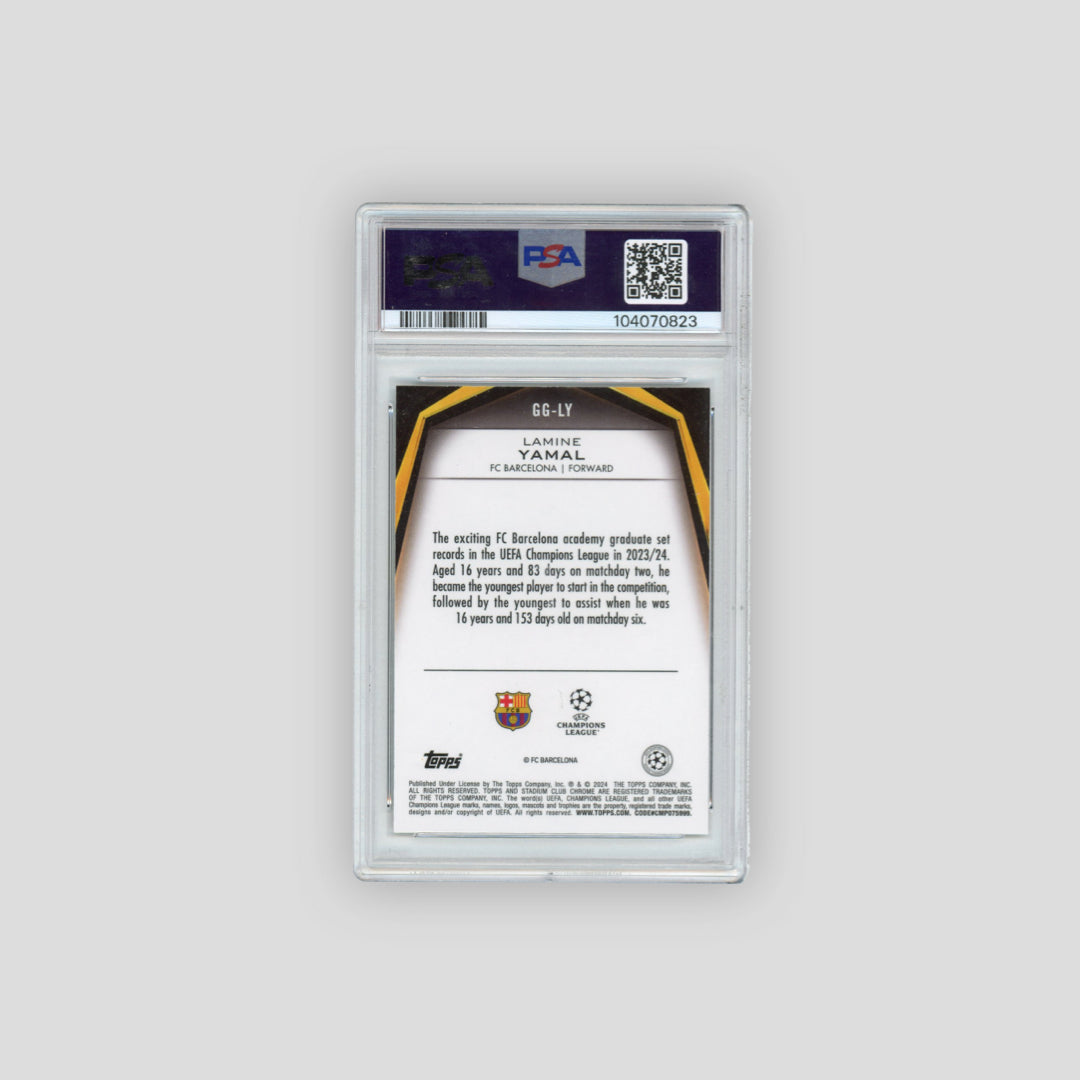 2023-24 Topps Stadium Club Lamine Yamal Glimpses of Gold #GGLY (PSA 10) - Q's Cards