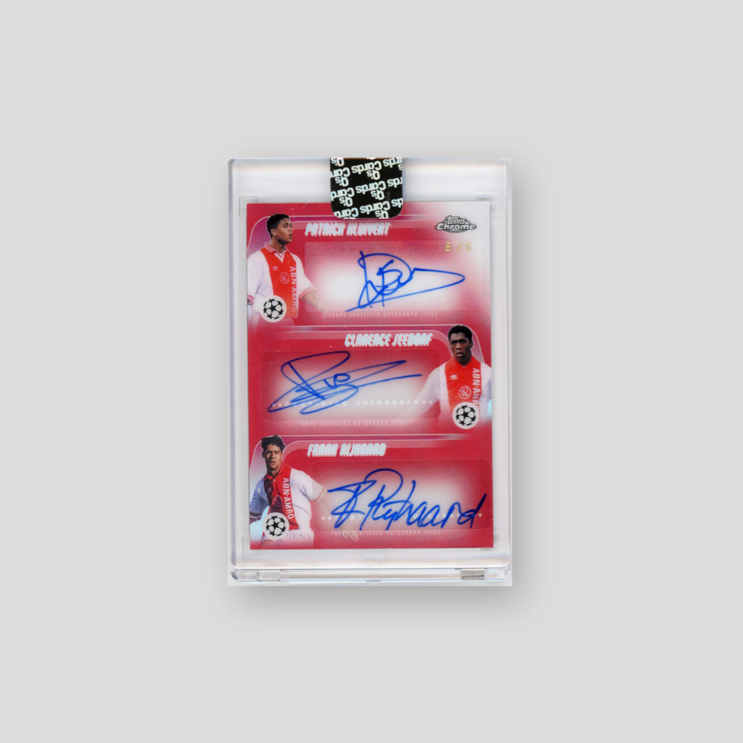 2025-26 Topps Chrome UCC Kluivert Seedorf Rijkaard Triple Auto Red /5 #CTR-KSR
