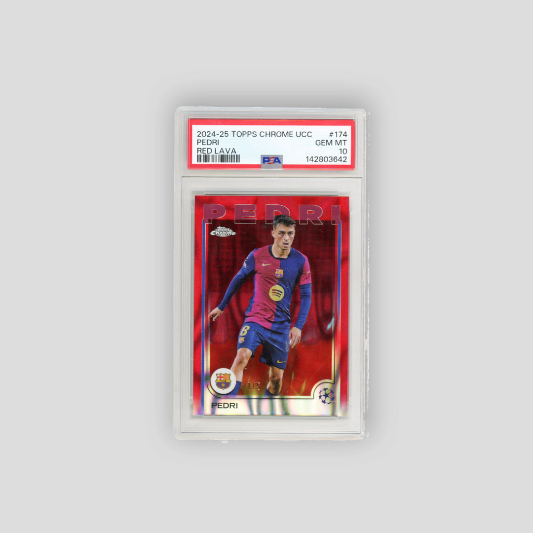 2024-25 Topps Chrome Pedri Red Lava /5 #174 (PSA 10) - Q's Cards