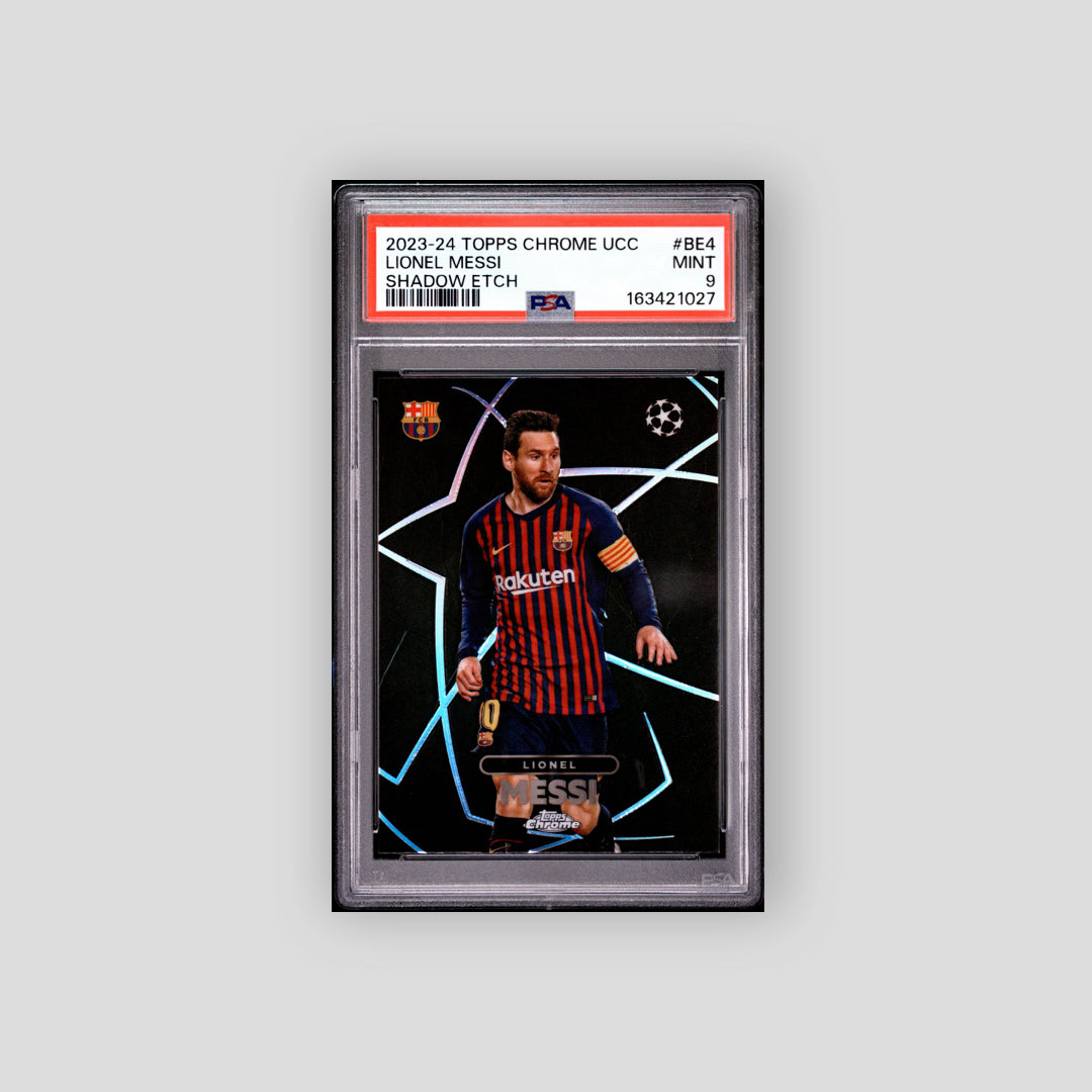 2023-24 Topps Chrome Lionel Messi Shadow Etch #BE4 PSA 9 - Q's Cards