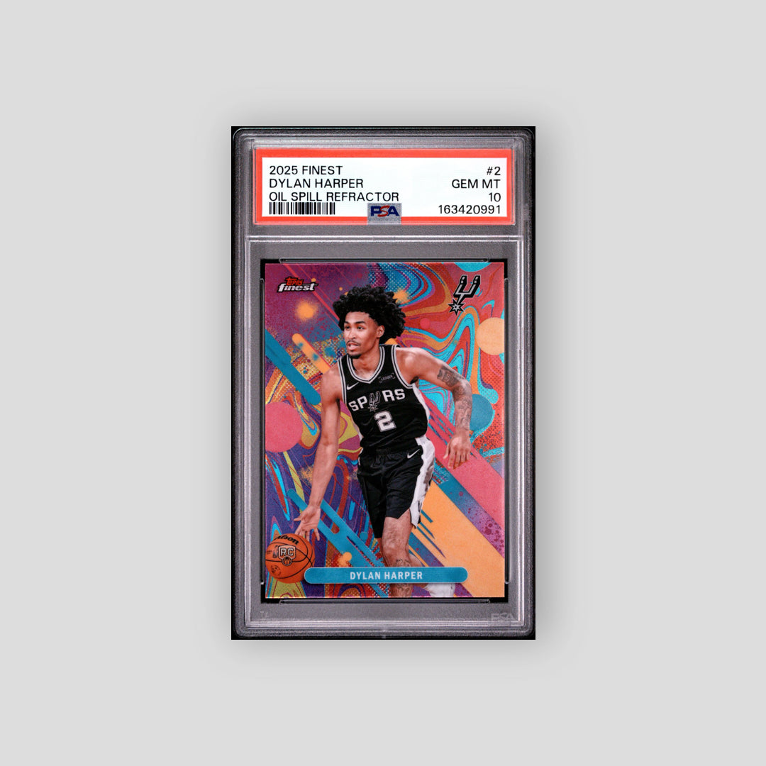 2025-26 Topps Finest Dylan Harper Oil Spill Refractor #2 PSA 10 - Q's Cards