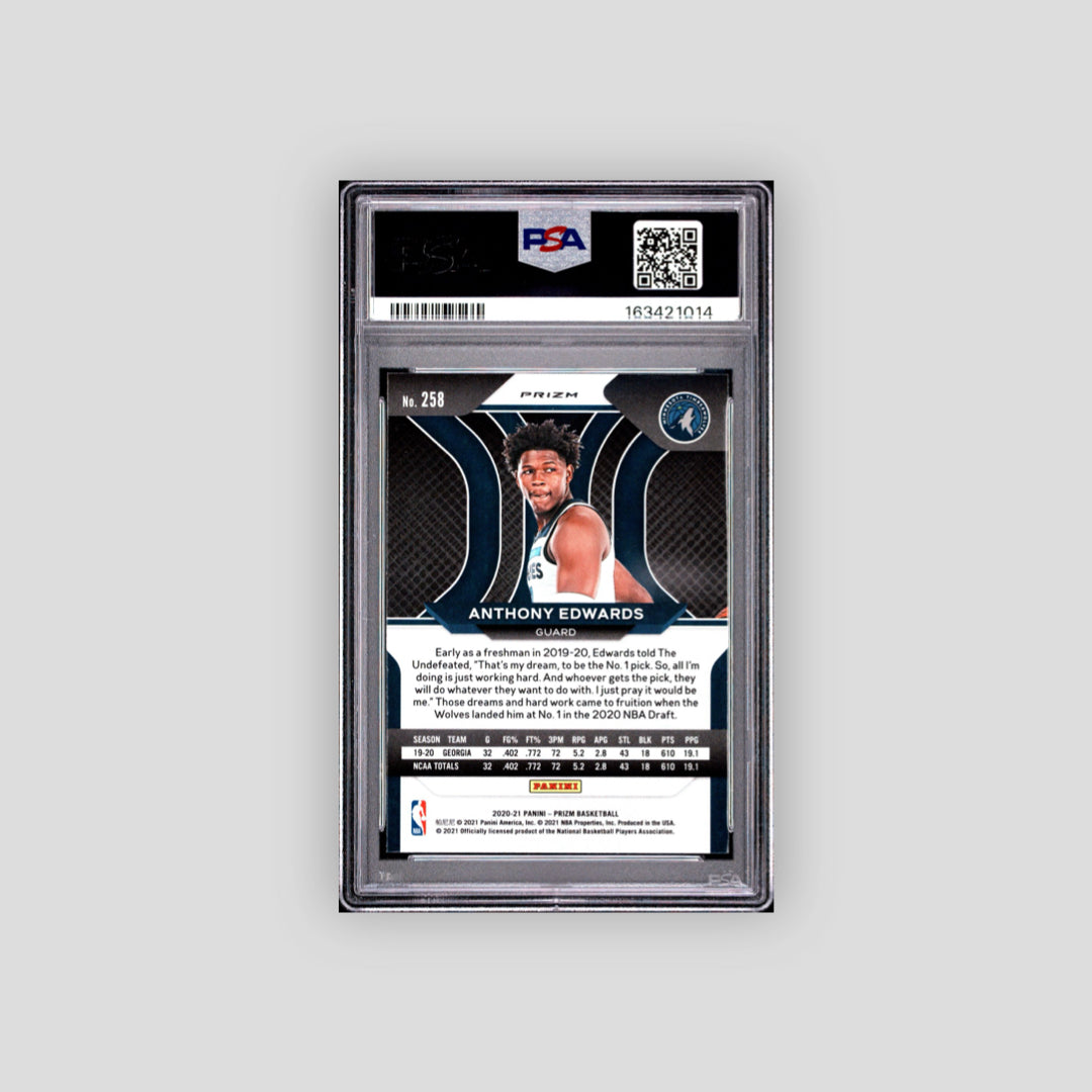 2020-21 Panini Prizm Anthony Edwards Hyper #258 PSA 9 - Q's Cards
