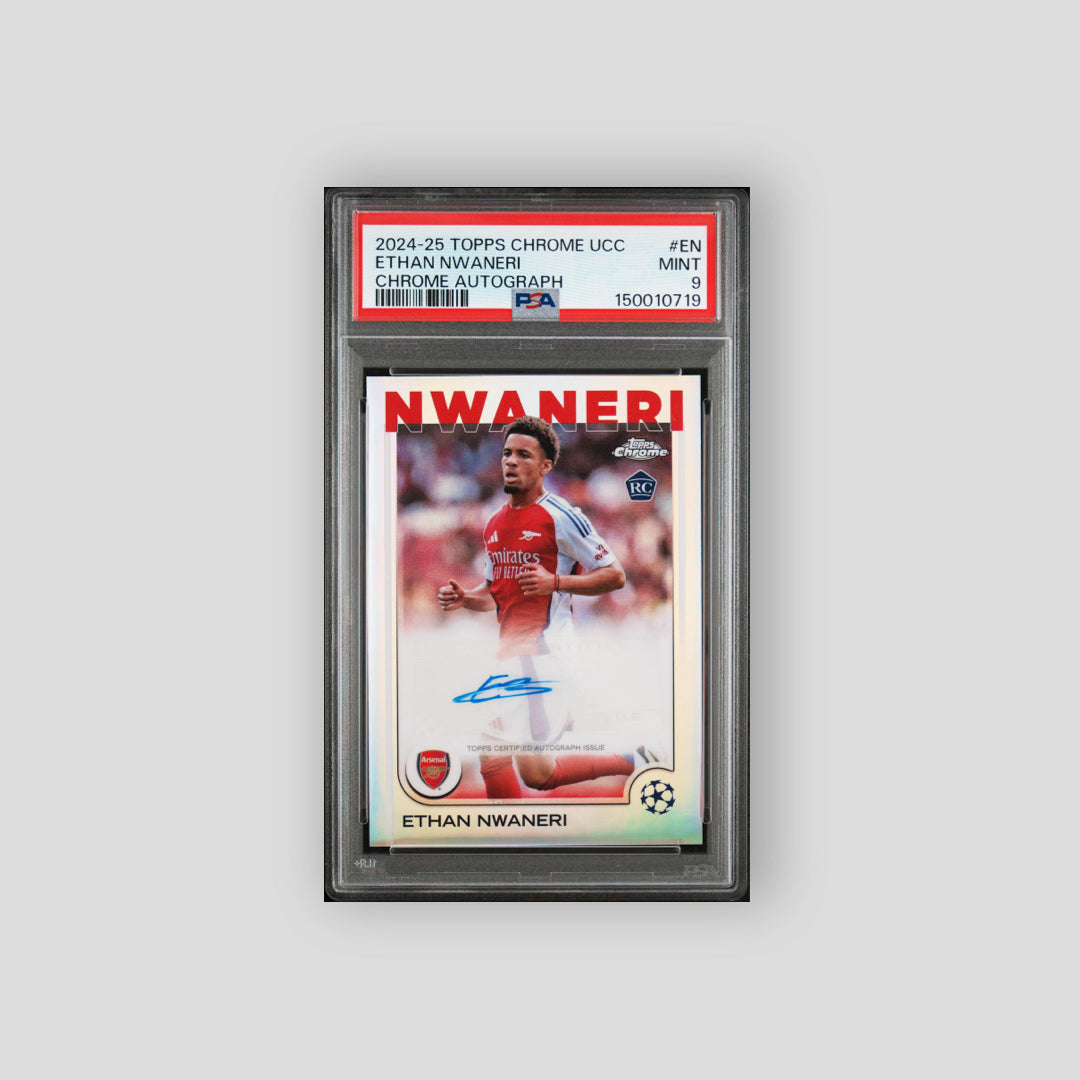 2024-25 Topps Chrome UCC Ethan Nwaneri Rookie Auto #EN PSA - Q's Cards