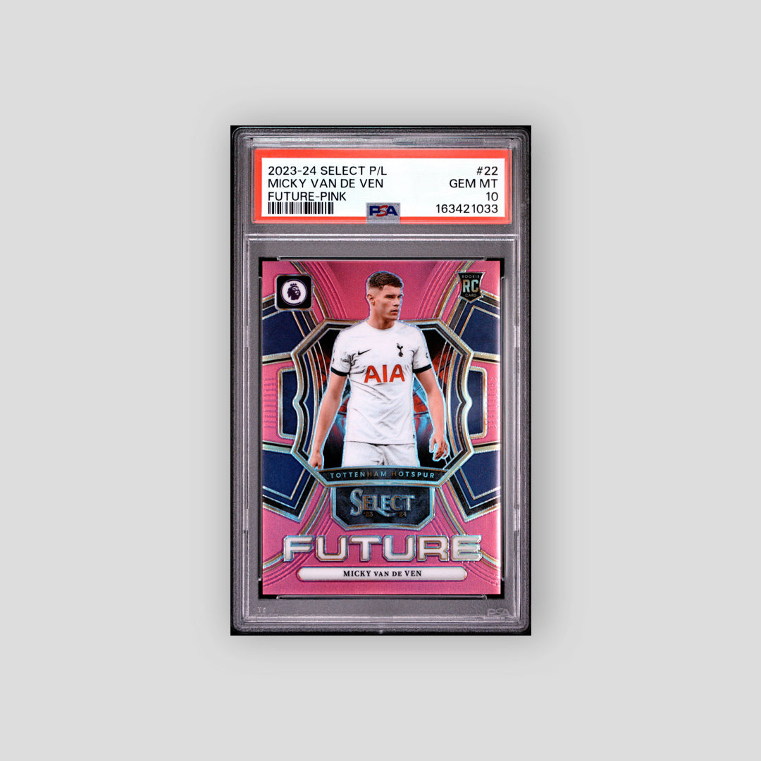 2023-24 Panini Select EPL Micky van de Ven Future Pink /25 #22 PSA 10 - Q's Cards