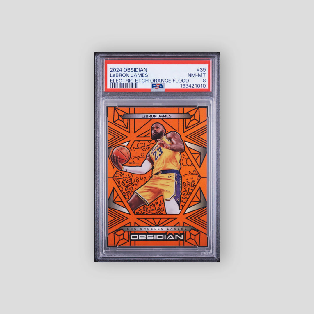 2024-25 Panini Obsidian Lebron James Orange Flood /125 Electric Etch #39 PSA 8 - Q's Cards