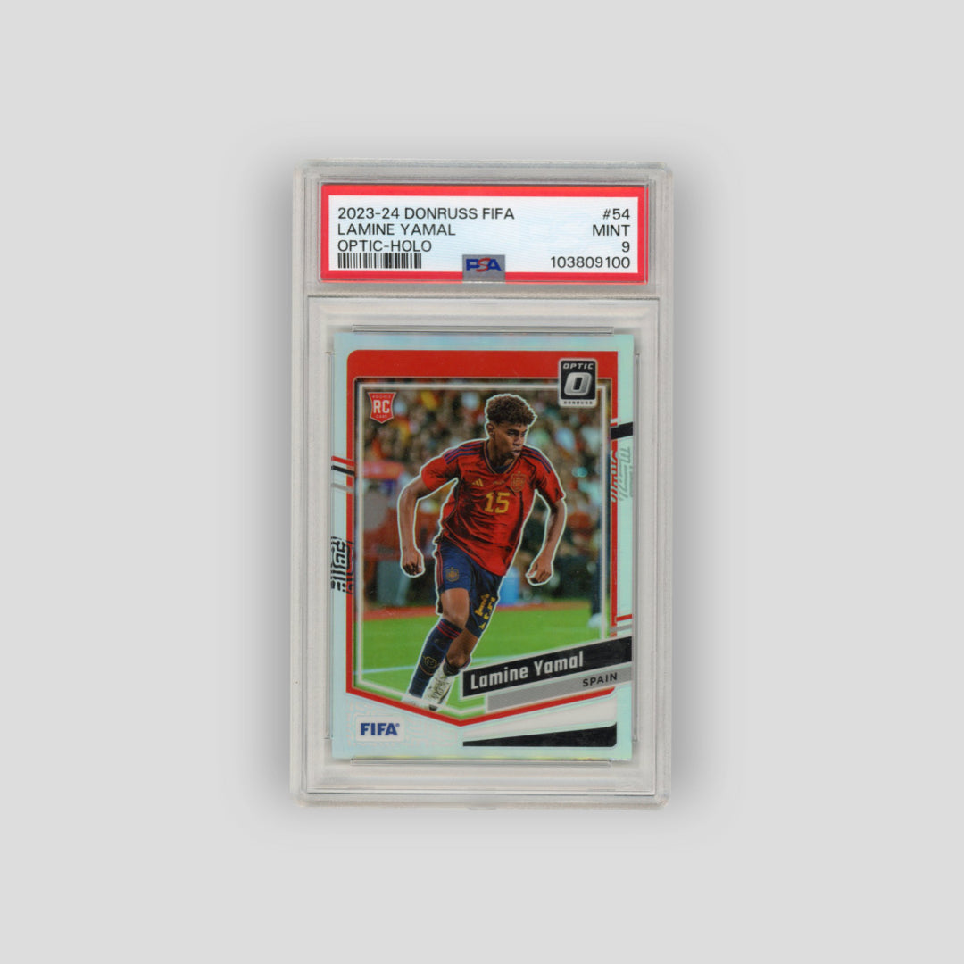 2023-24 Panini Optic Donruss Holo Lamine Yamal #54 (PSA 9) - Q's Cards