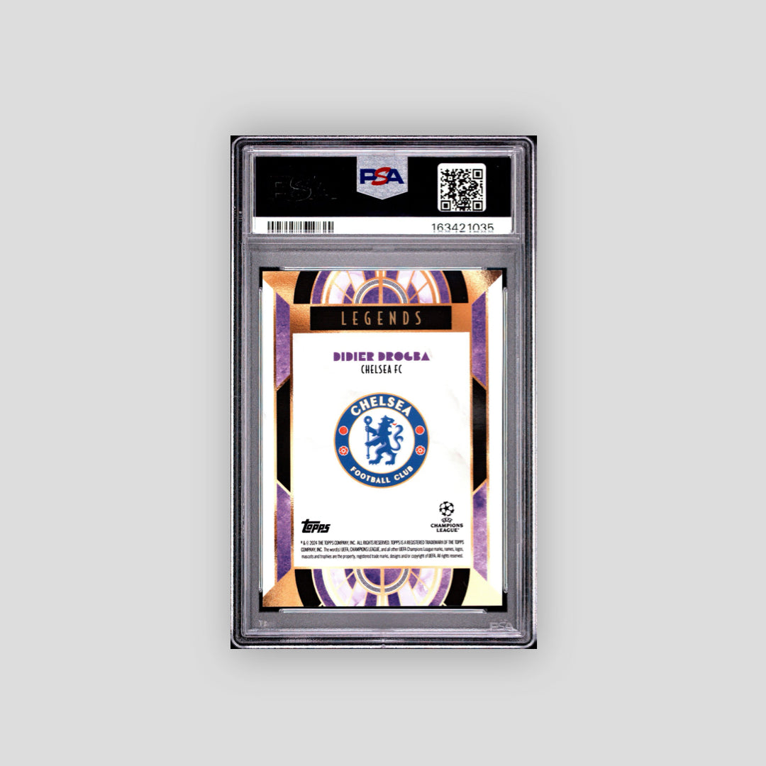 2024-25 Topps Deco Didier Drogba Legends Purple /25 PSA 10 - Q's Cards