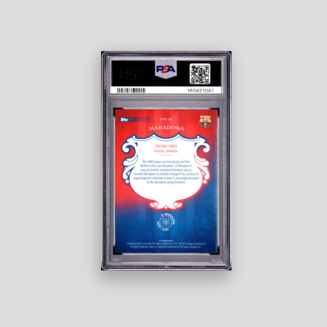 2024-25 Topps FCB 125 Anniversary Diego Maradona Forever Moments #FM14 PSA 9 - Q's Cards