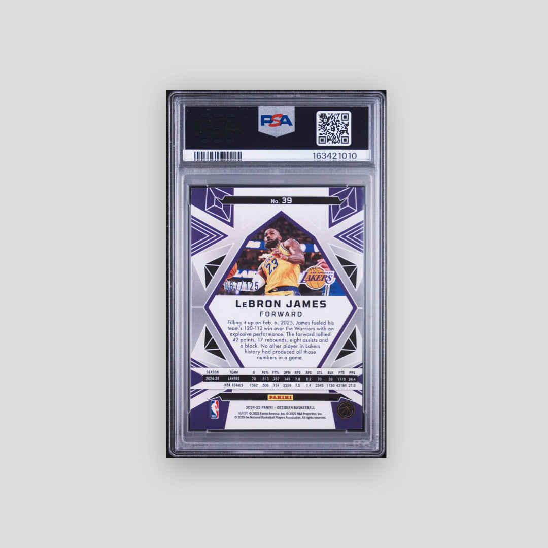 2024-25 Panini Obsidian Lebron James Orange Flood /125 Electric Etch #39 PSA 8 - Q's Cards