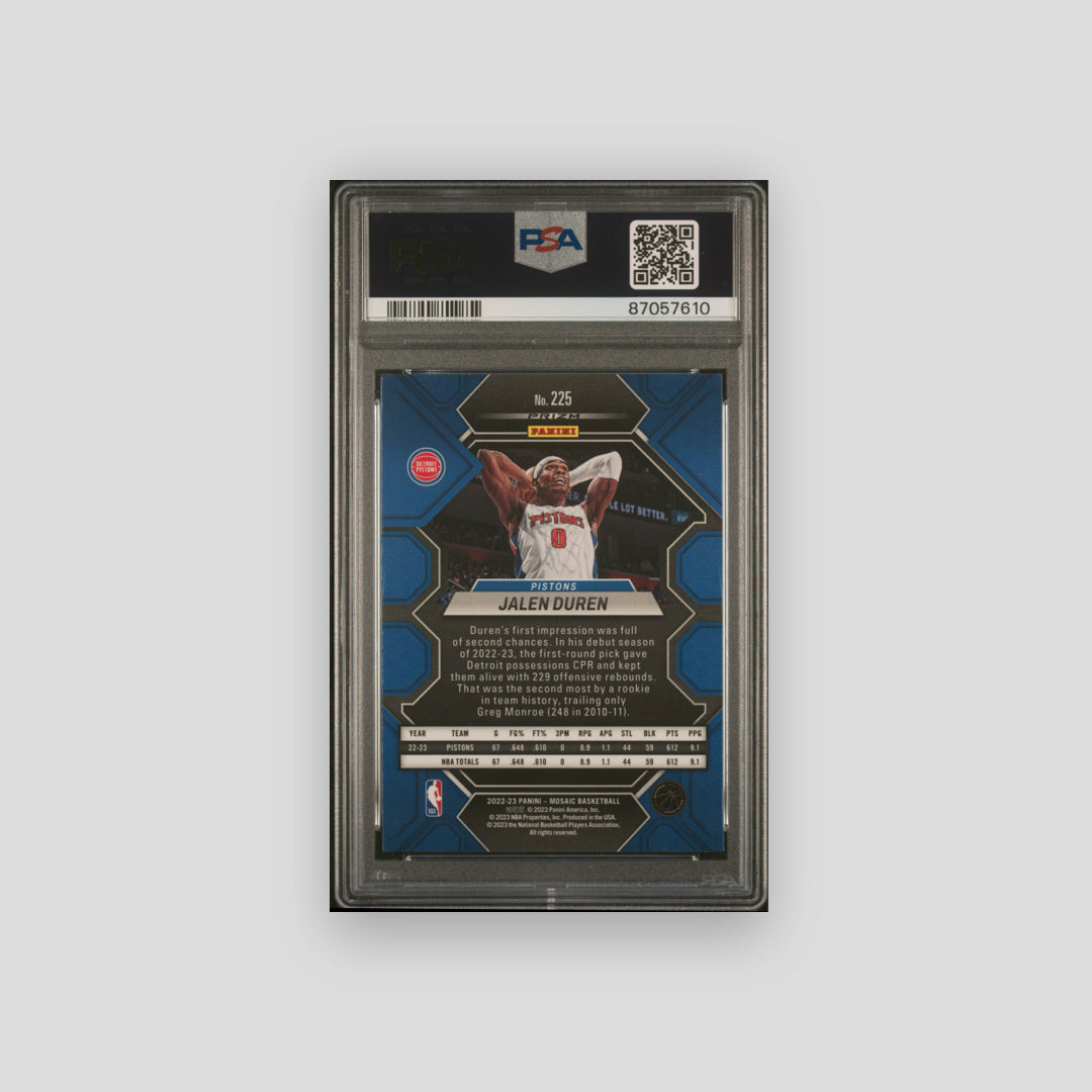 2022 Panini Mosaic Jalen Duren White Sparkle #225 PSA 10