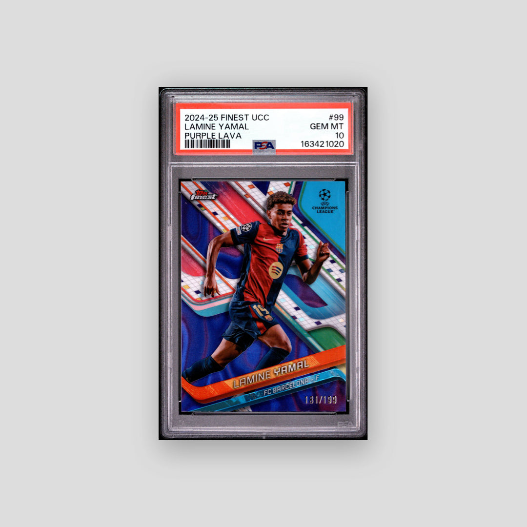 2024-25 Topps Finest Lamine Yamal Purple Lava /199 #99 PSA 10 - Q's Cards