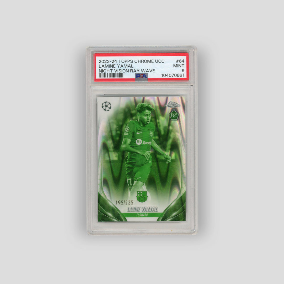 2023-24 Topps Chrome Lamine Yamal Night Vision Ray Wave /255 #64 (PSA 9) - Q's Cards