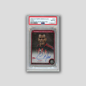 2023-24 Merlin UCC Cafu Marks of Excellence Autographs Red /5 PSA 8 #EX-CF1