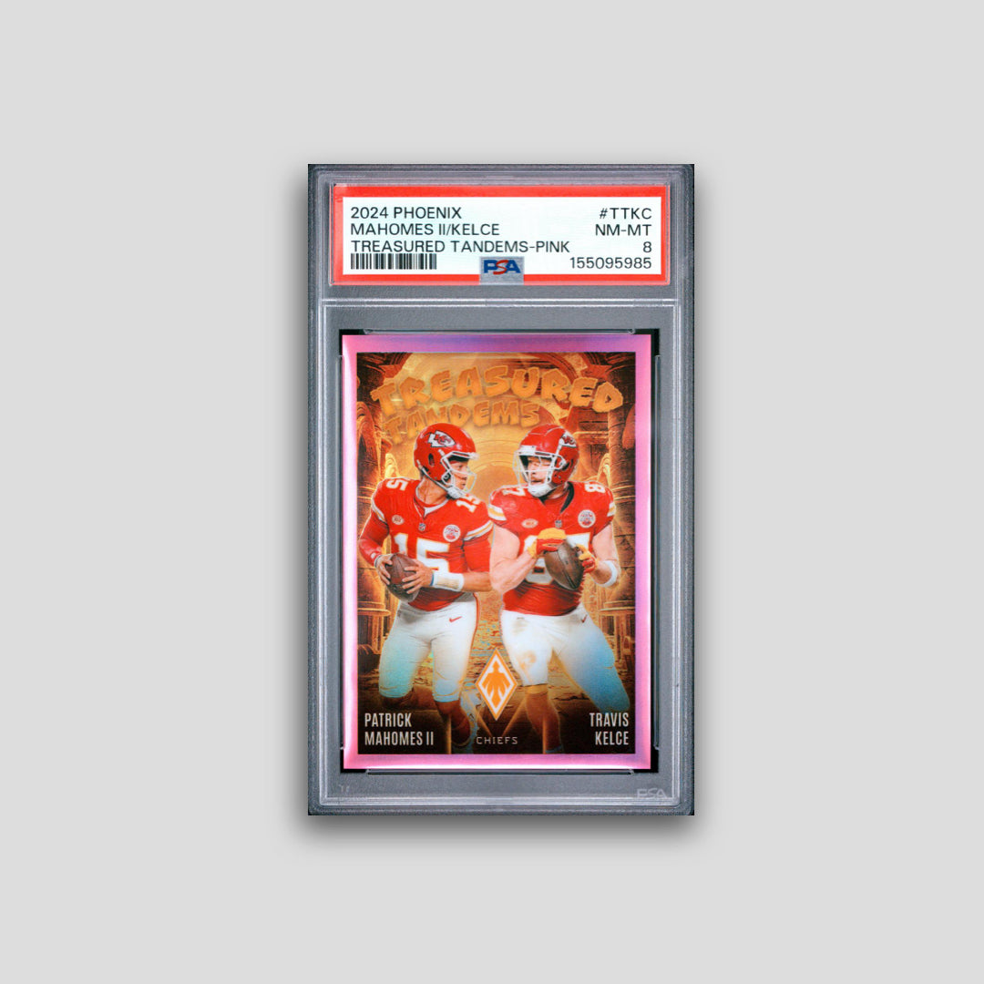 2024 Panini Phoenix Mahomes II/Kelce Treasured Tandems-Pink #TTKC PSA 8