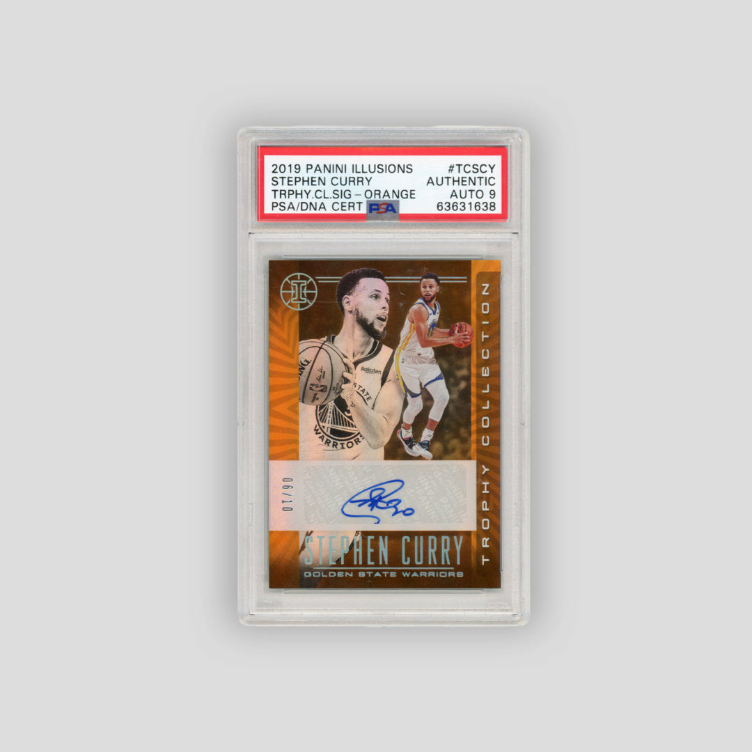 2019-20 Panini Illusions Stephen Curry Trophy Collection Orange /10 (PSA AUTHENTIC)