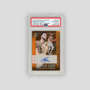 2019-20 Panini Illusions Stephen Curry Trophy Collection Orange /10 (PSA AUTHENTIC)