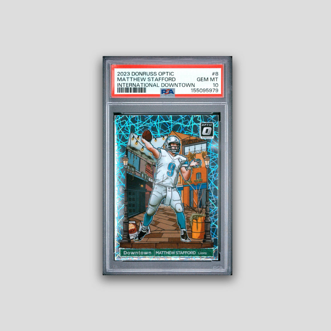2023 Panini Donruss Optic International Downtown Matthew Stafford #8 PSA 10