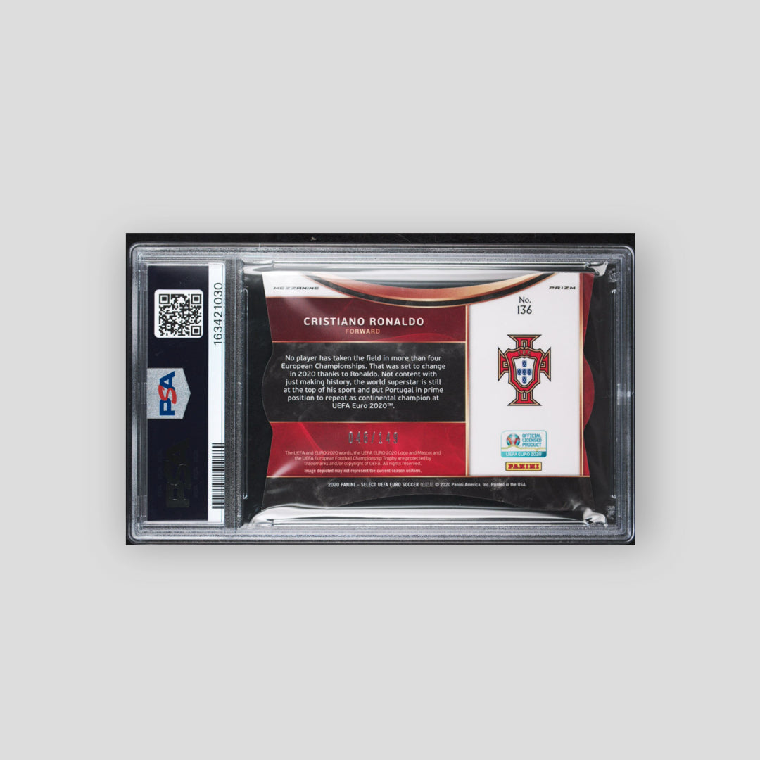 2020 Panini Select UEFA EURO Christiano Ronaldo Mezzanine Neon Green /149 #163 PSA 7 - Q's Cards