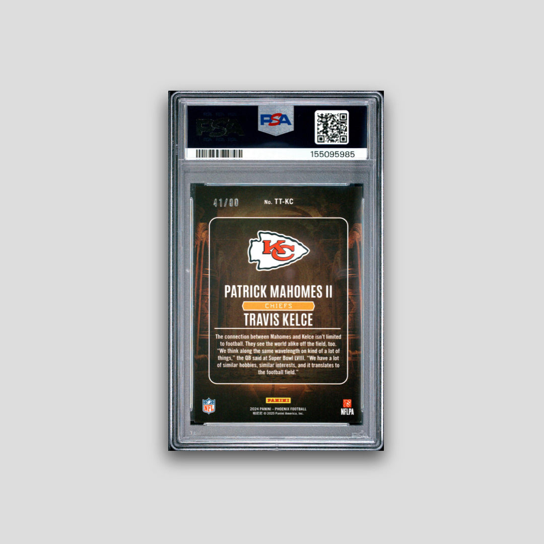 2024 Panini Phoenix Mahomes II/Kelce Treasured Tandems-Pink #TTKC PSA 8