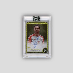 2024-25 Topps Chrome UCC Jamal Musiala Marks of Excellence Auto Gold /50 #EX-JM1