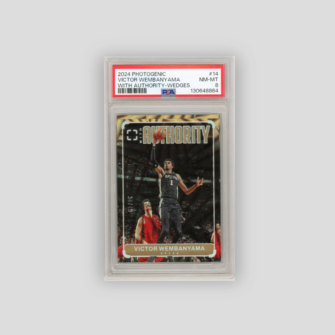 2024-25 Panini Photogenic Victor Wembanyama With Authority /49 PSA8 #14