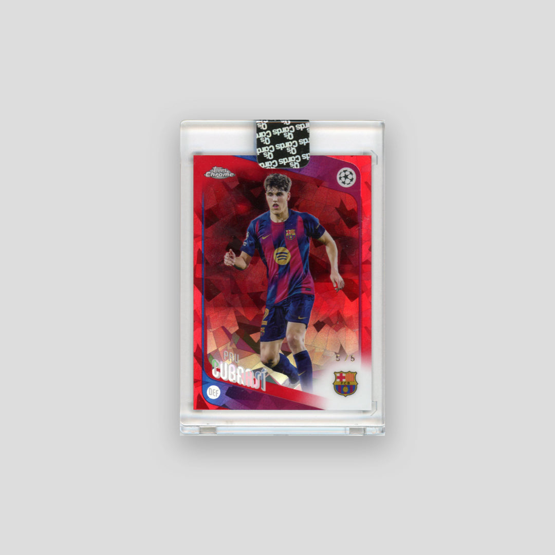 2025-26 Topps Chrome Sapphire UCC Pau Cubarsí Red Refractor /5 #183
