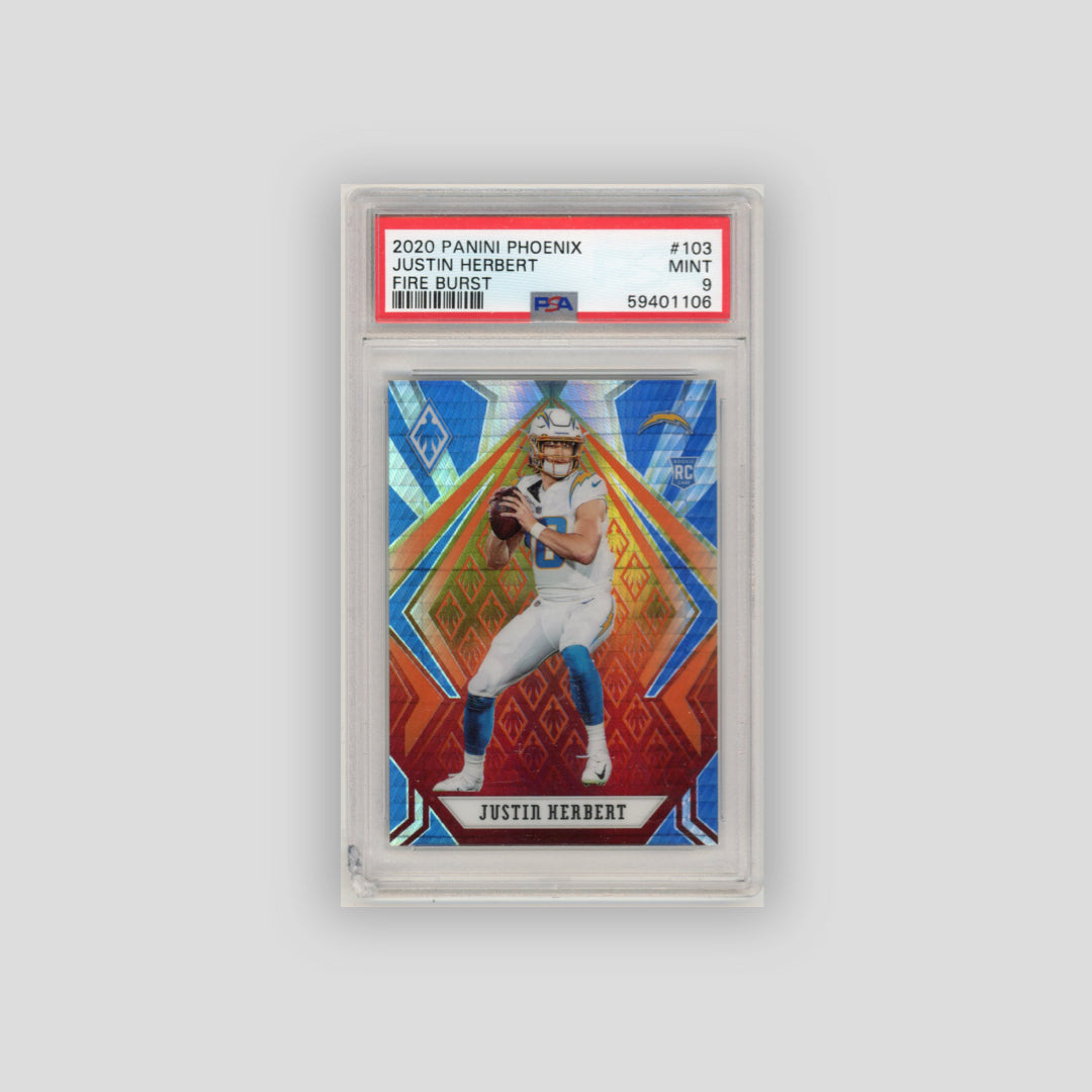 2020 Panini Phoenix Justin Herbert Fire Burst PSA 9 RC #103