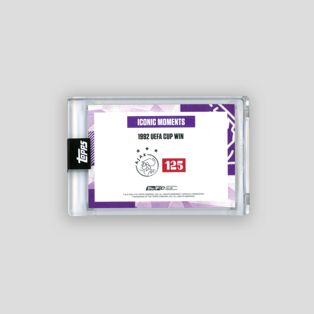 2025 Topps Ajax 125th Iconic Moments 1992 EUFA Cup Win Purple /25 - Q's Cards