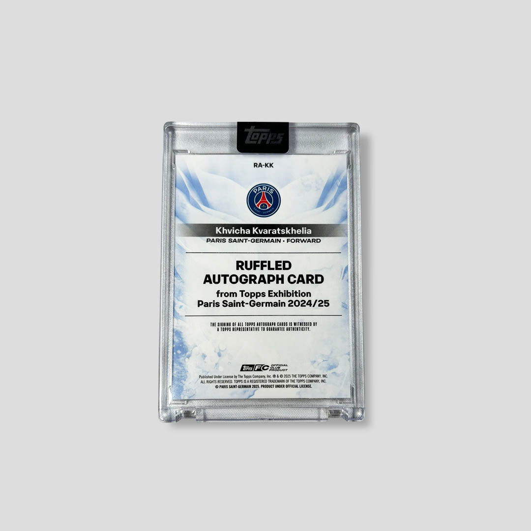 2024-25 Topps PSG Exhibition Khvicha Kvaratskhelia /5 Ruffled Auto